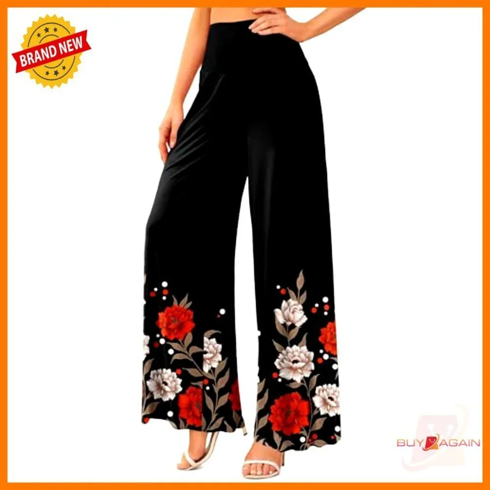Stretchy High Waist Palazzo Lounge Pants Wide Leg Casual Comfy S-3XL
